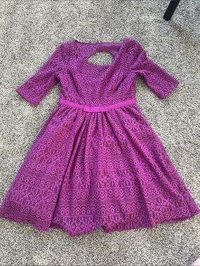 Tracy Reese Magenta Lace Fit-and-Flare Dress